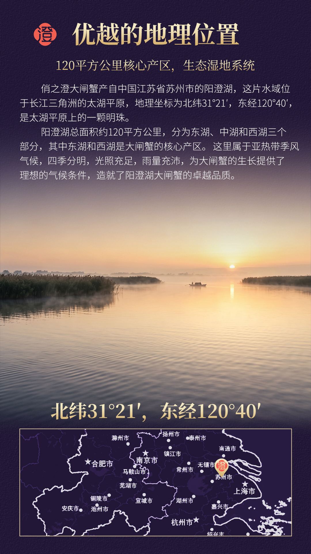 优越的地理位置 北纬31°21′ 东经120°40′